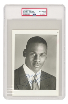 Circa 1984 Michael Jordan Signed 5x7 University of North Carolina Portrait Photograph With "Best Wishes" Inscription (PSA/DNA)